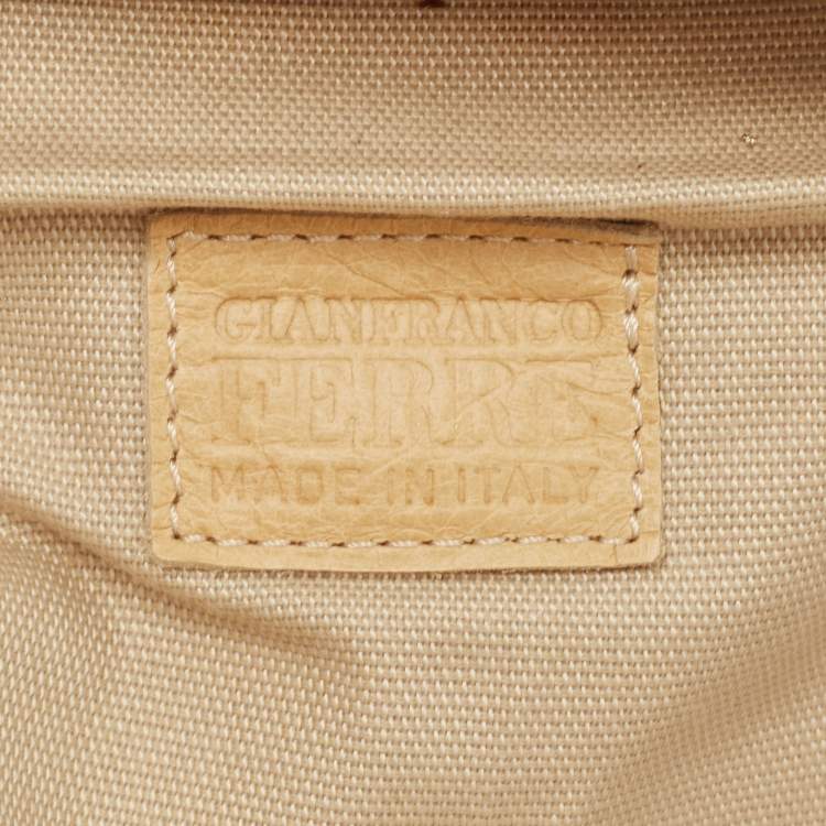 Pre Owned Gianfranco Ferre Gold Python Embossed Leather Charm Frame Clutch