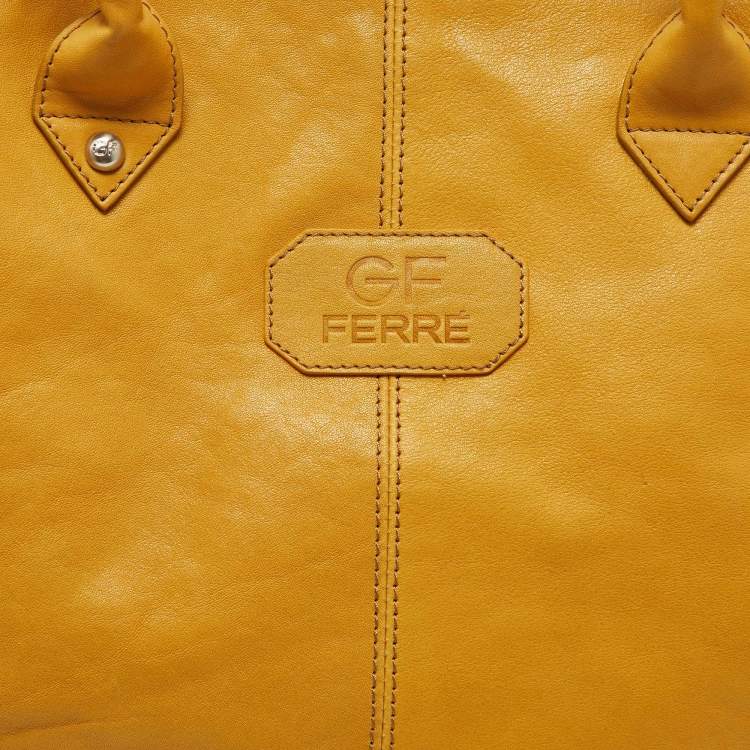 Pre Owned Gianfranco Ferre Mustard Leather Shopper Tote