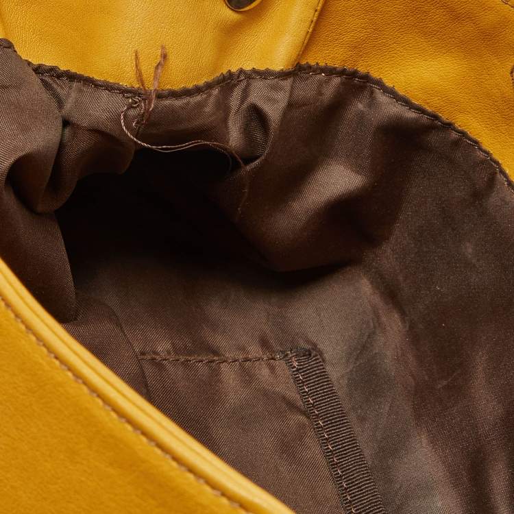 Pre Owned Gianfranco Ferre Mustard Leather Shopper Tote