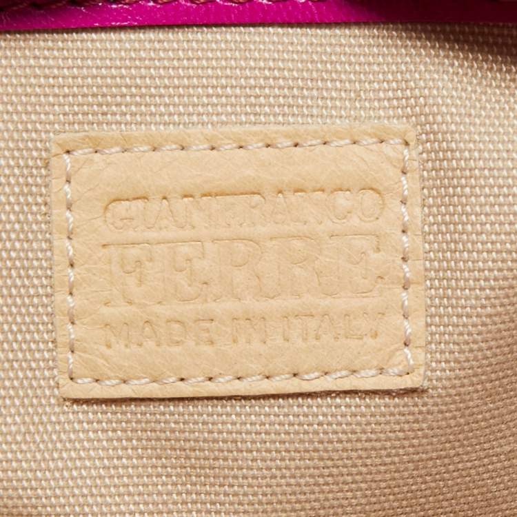 Pre Owned Gianfranco Ferre Magenta Python Side Zip Oversized Clutch