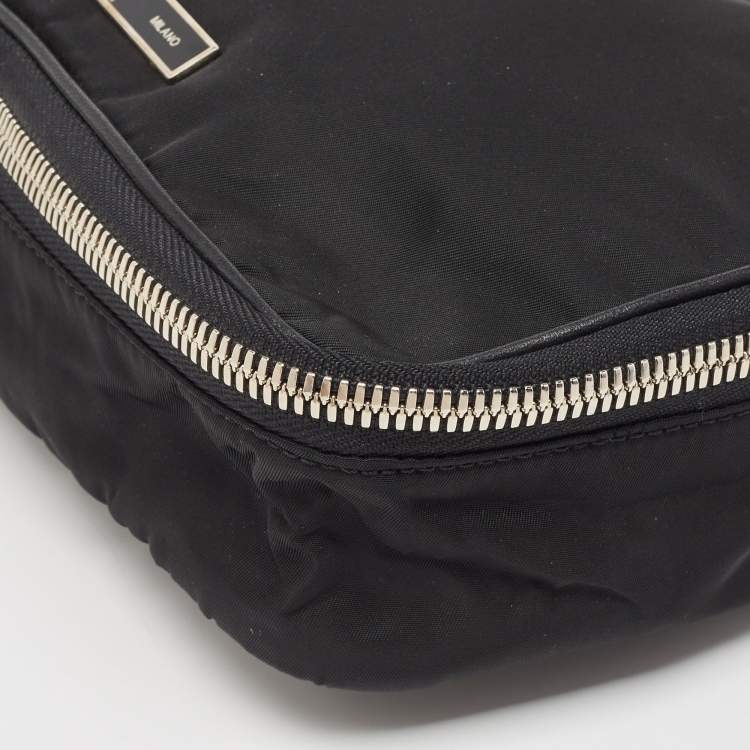 Pre Owned Gianfranco Ferre Black Canvas Zip Around Clutch