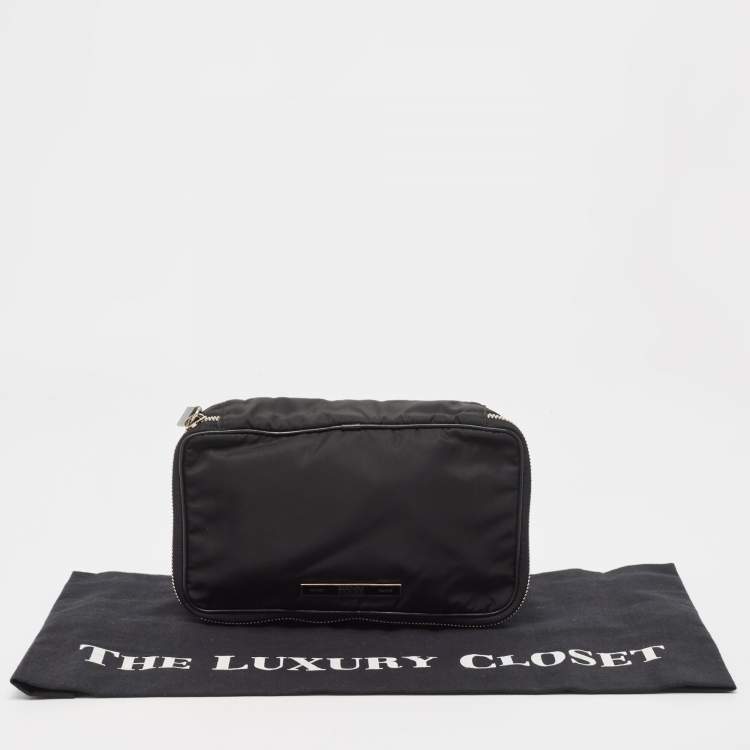 Pre Owned Gianfranco Ferre Black Canvas Zip Around Clutch