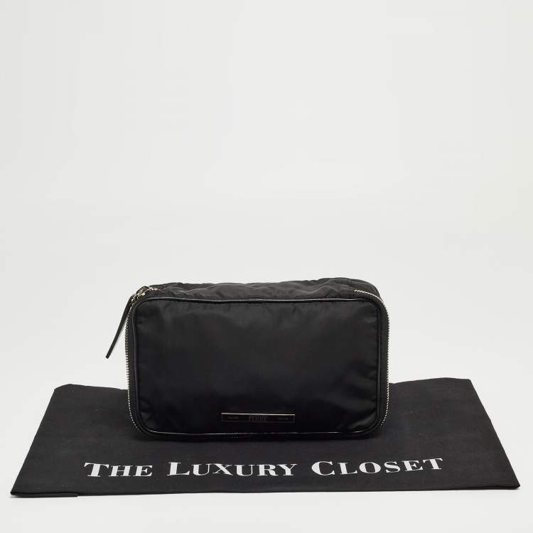 Pre Owned Gianfranco Ferre Black Nylon Zip Around Pouch