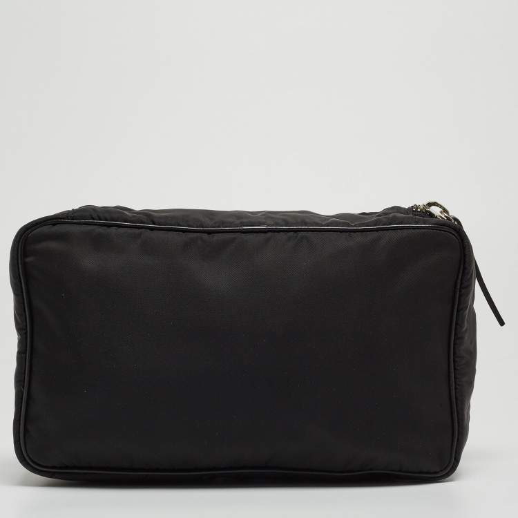 Pre Owned Gianfranco Ferre Black Nylon Zip Around Pouch