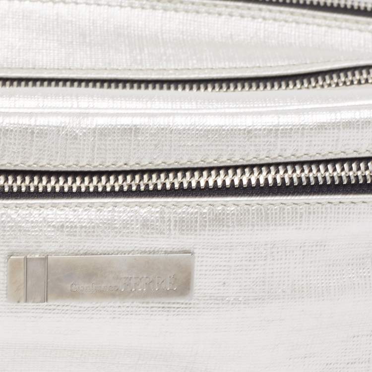 Pre Owned Gianfranco Ferre Silver Leather Oversized Pouch