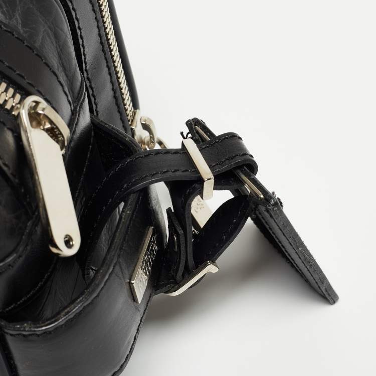 Pre Owned Gianfranco Ferre Black Croc Embossed Leather Oversized Pouch
