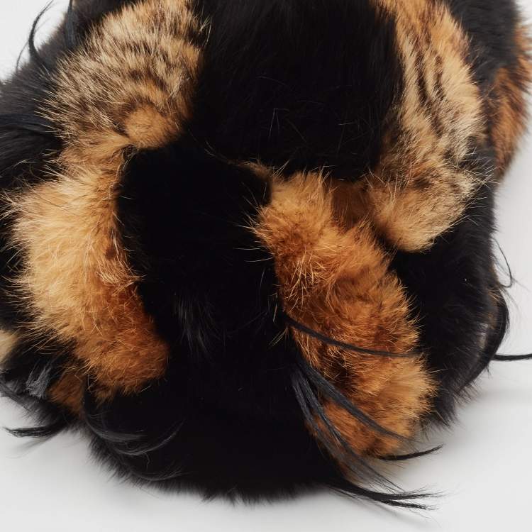 Pre Owned Gianfranco Ferre Brown/Black Fur Charm Frame Satchel
