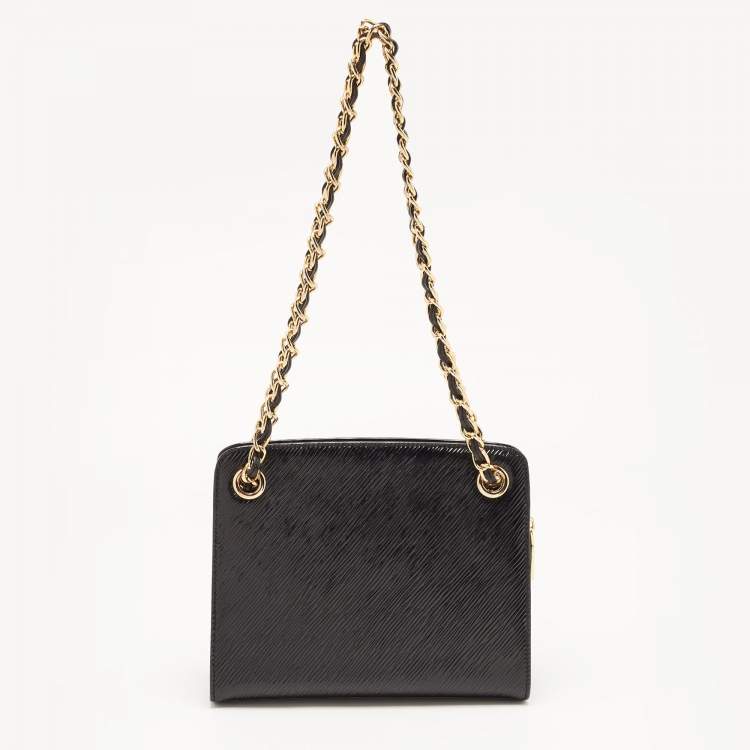 Pre Owned Gianfranco Ferre Black Patent Leather Chain Shoulder Bag