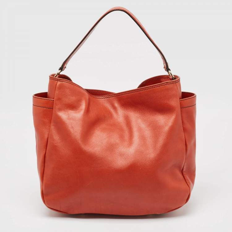 Pre Owned Gianfranco Ferre Dark Orange Leather Hobo