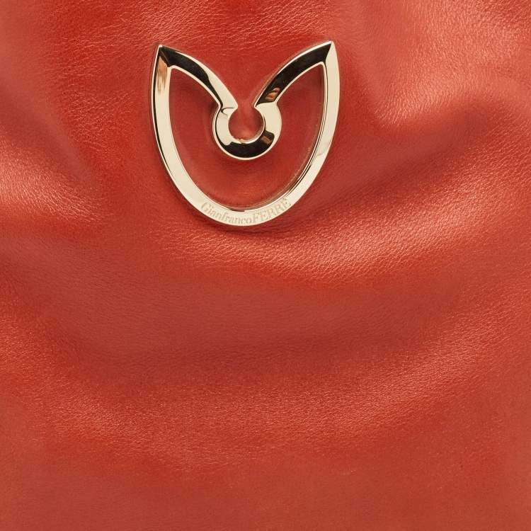 Pre Owned Gianfranco Ferre Dark Orange Leather Hobo