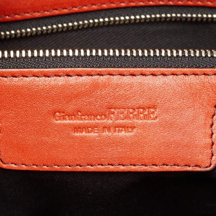 Pre Owned Gianfranco Ferre Dark Orange Leather Hobo