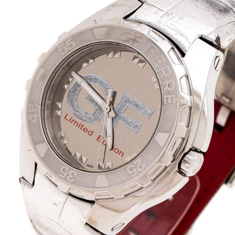 Pre Owned Gianfranco Ferre Silver-Plated Stainless Steel 9040J Limited Edition Women's Wristwatch 44MM