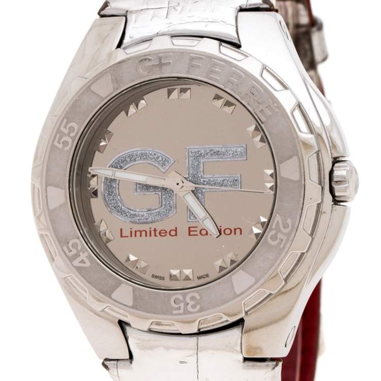 Pre Owned Gianfranco Ferre Silver-Plated Stainless Steel 9040J Limited Edition Women's Wristwatch 44MM