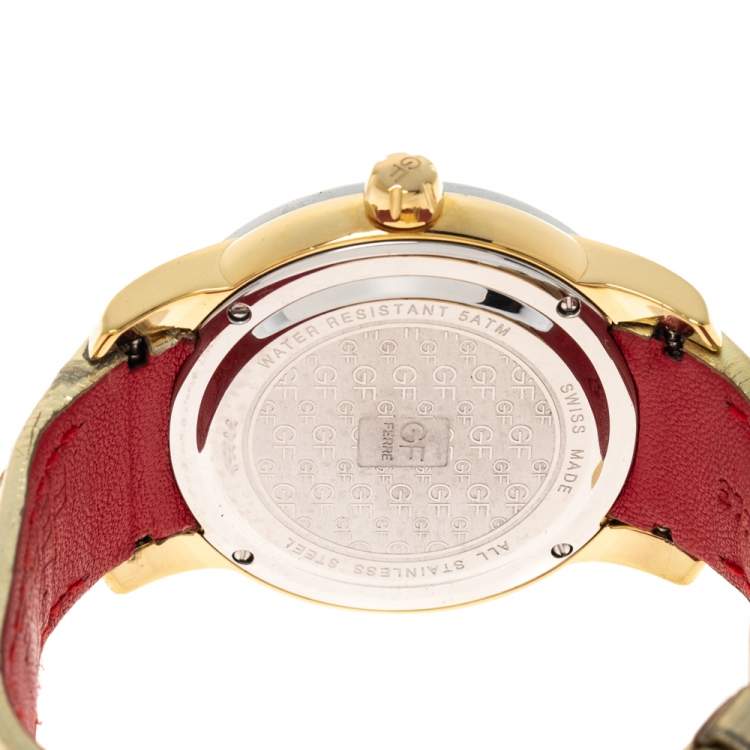 Pre Owned GF Ferre Gold Two Tone Stainless Steel Diamond 9065B Women's Wristwatch 40 MM