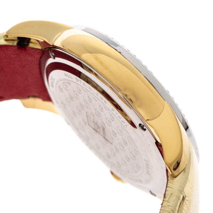 Pre Owned GF Ferre Gold Two Tone Stainless Steel Diamond 9065B Women's Wristwatch 40 MM
