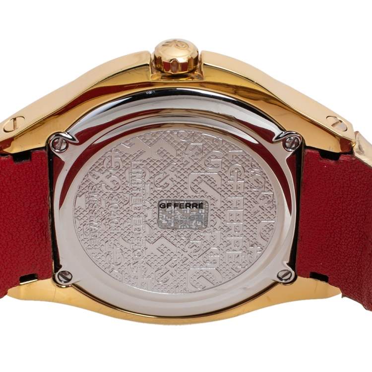 Pre Owned Gianfranco Ferre Gold Tone Stainless Steel 9040J Limited Edition Diamond Unisex Wristwatch 44MM
