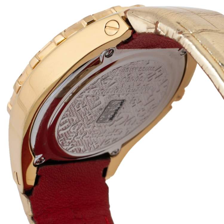 Pre Owned Gianfranco Ferre Gold Tone Stainless Steel 9040J Limited Edition Diamond Unisex Wristwatch 44MM