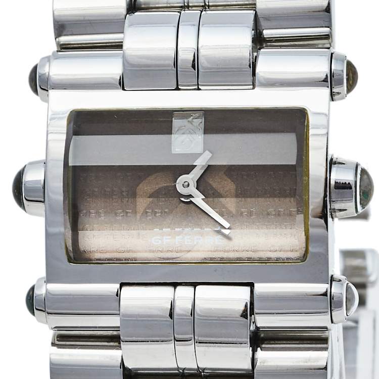 Pre Owned GF Ferre Brown Stainless Steel GF.9004L Quartz Women's Wristwatch 28 mm
