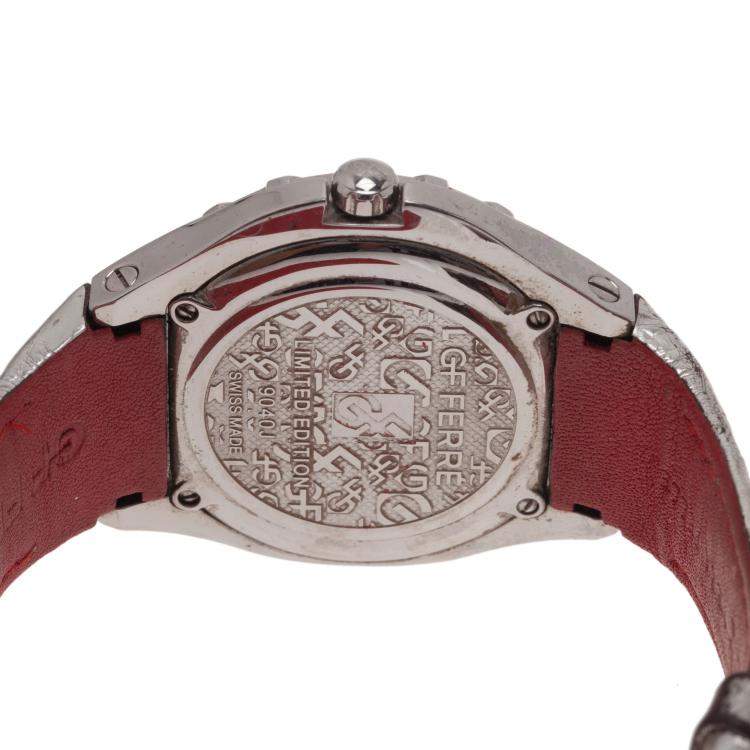 Pre Owned Gianfranco Ferre Mirror Stainless Steel 9040J Limited Edition Diamond Women's Wristwatch 44MM