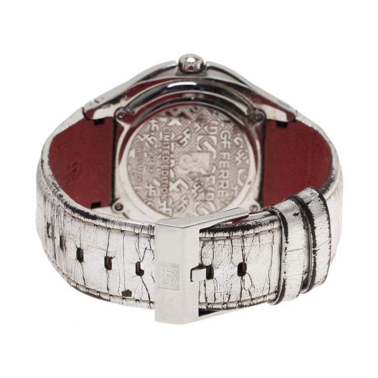Pre Owned Gianfranco Ferre Mirror Stainless Steel 9040J Limited Edition Diamond Women's Wristwatch 44MM