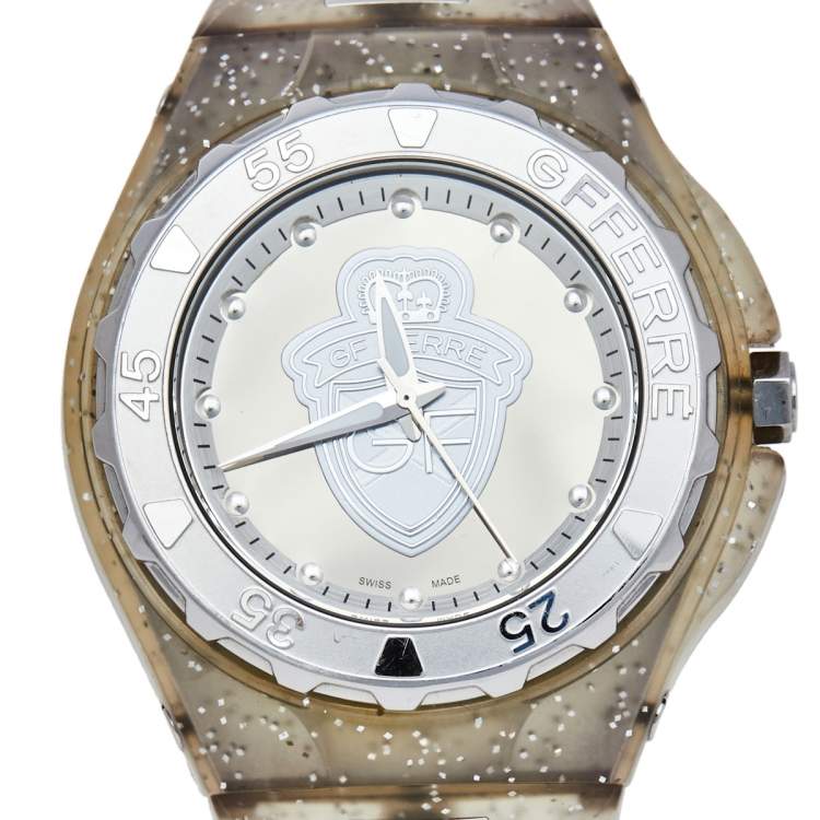Pre Owned Gianfranco Ferre Silver Stainless Steel Rubber GF.9024J Unisex Wristwatch 43 mm