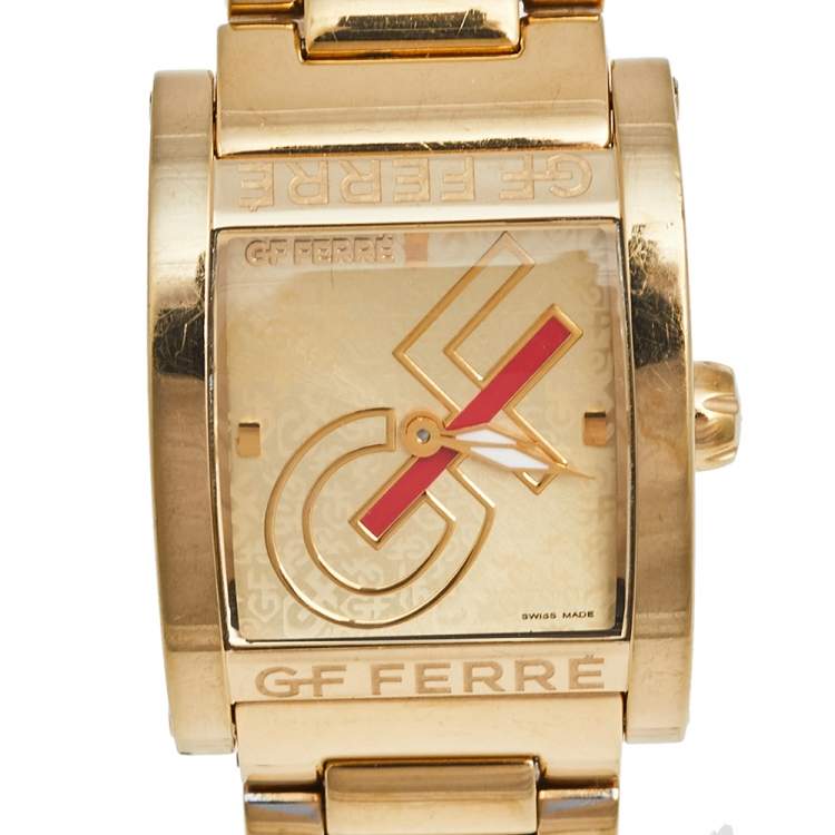 Pre Owned GF Ferre Champagne Gold Plated Stainless Steel GF.9046L/25M Women's Wristwatch 26 mm