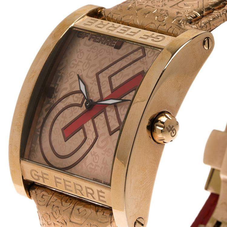 Pre Owned Gianfranco Ferre Pink Gold-Plated Stainless Steel 9046M Women's Wristwatch 36MM
