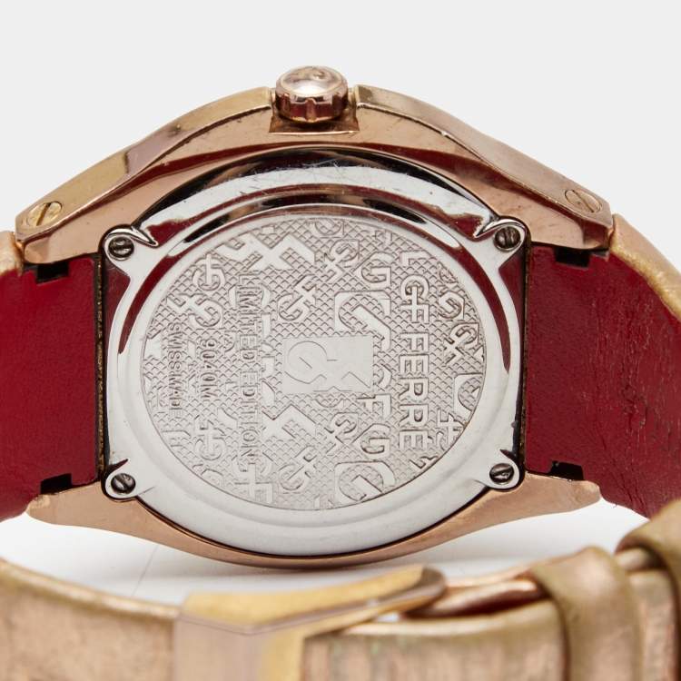 مملوكة مسبقًا Gianfranco Ferre Rose Gold Plated Stainless Steel Leather 9040M Limited Edition Unisex Wristwatch 44 mm