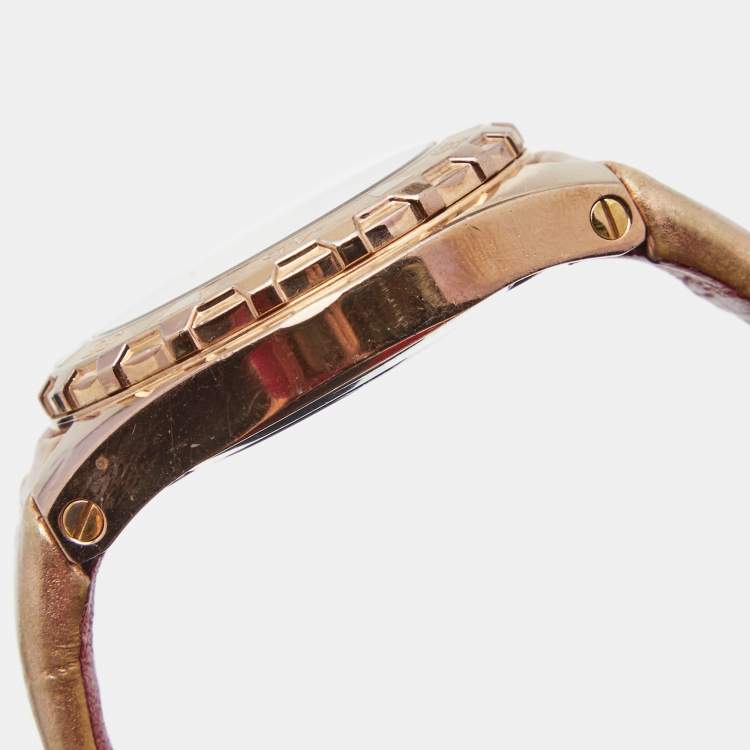مملوكة مسبقًا Gianfranco Ferre Rose Gold Plated Stainless Steel Leather 9040M Limited Edition Unisex Wristwatch 44 mm