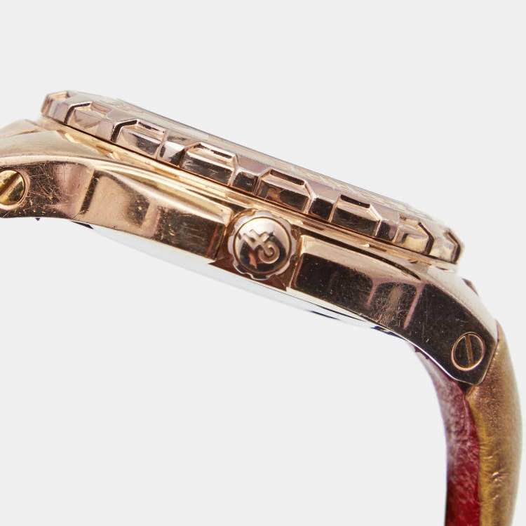 مملوكة مسبقًا Gianfranco Ferre Rose Gold Plated Stainless Steel Leather 9040M Limited Edition Unisex Wristwatch 44 mm