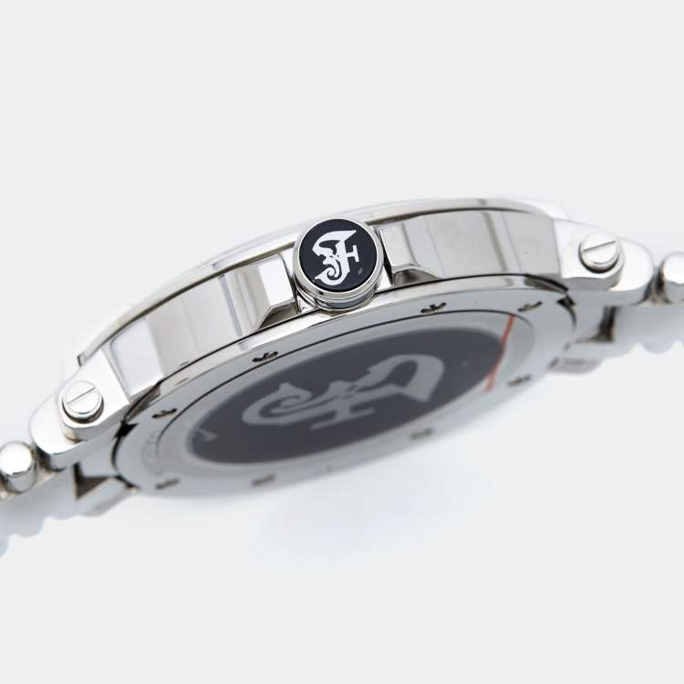 Pre Owned Gianfranco Ferre Black Mother of Pearl Stainless Steel Diamond Collection GF-L-13045 Women's Wristwatch 38 mm