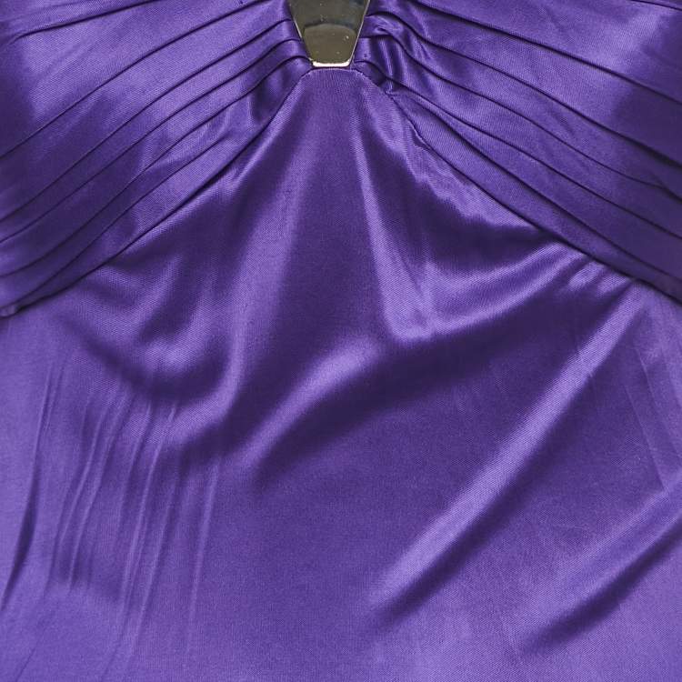 Pre Owned Gianni Versace Purple Jersey Pleated Midi Dress M