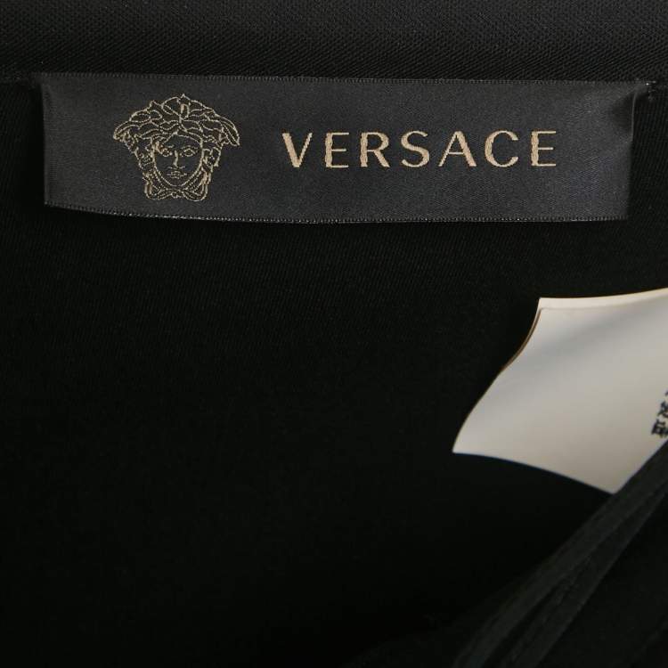 Pre Owned Gianni Versace Black Plisse Stud Detail Strapless Mini Dress M 