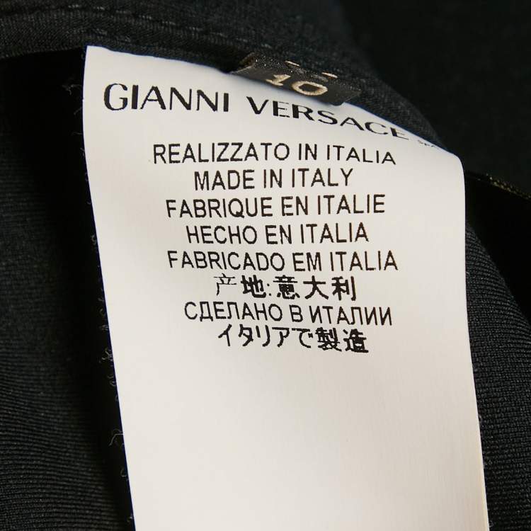 Pre Owned Gianni Versace Black Plisse Stud Detail Strapless Mini Dress M 