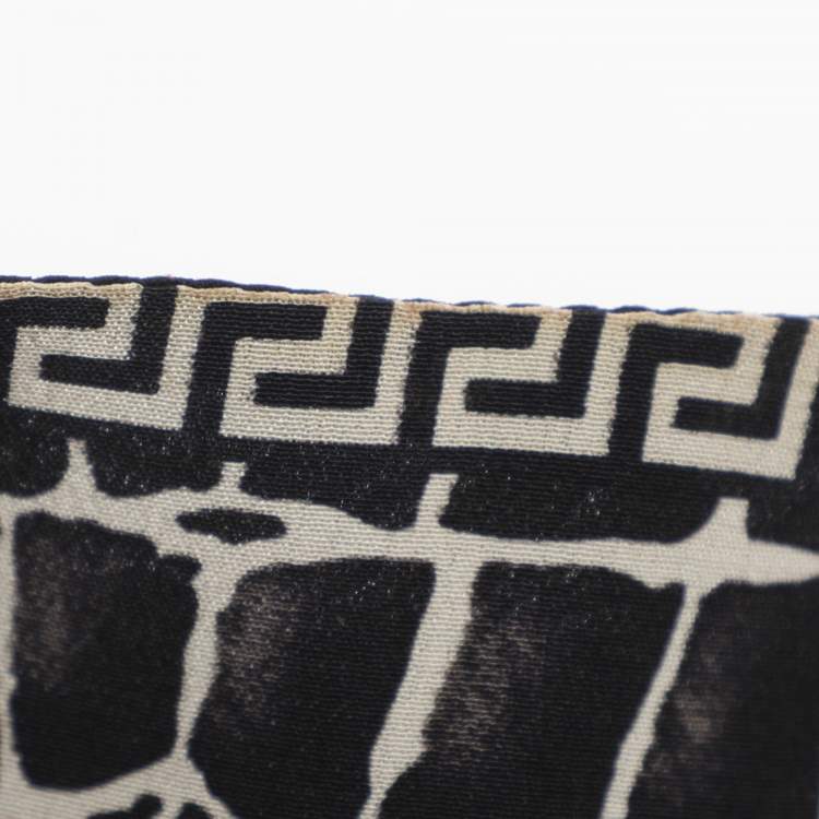 Pre Owned Gianni Versace Monochrome/Purple Animal Print Satin Medusa Sleeveless Mini Dress L