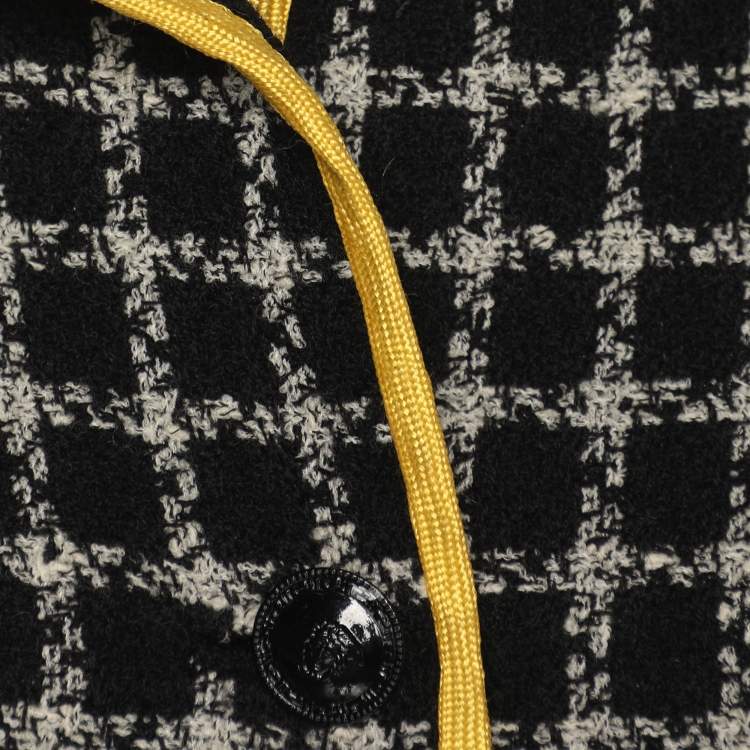 Pre Owned Gianni Versace Black/White Wool Tweed Button Front Jacket M
