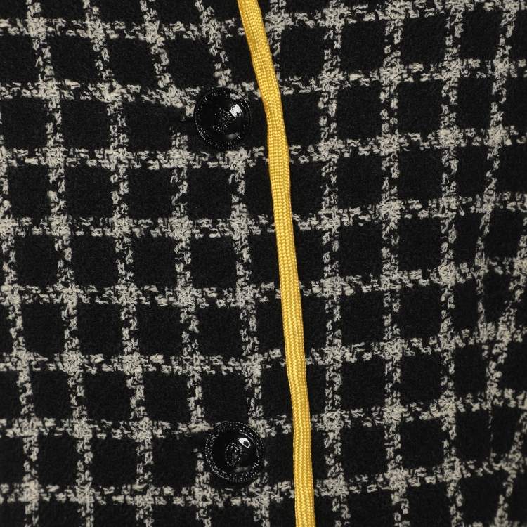 Pre Owned Gianni Versace Black/White Wool Tweed Button Front Jacket M