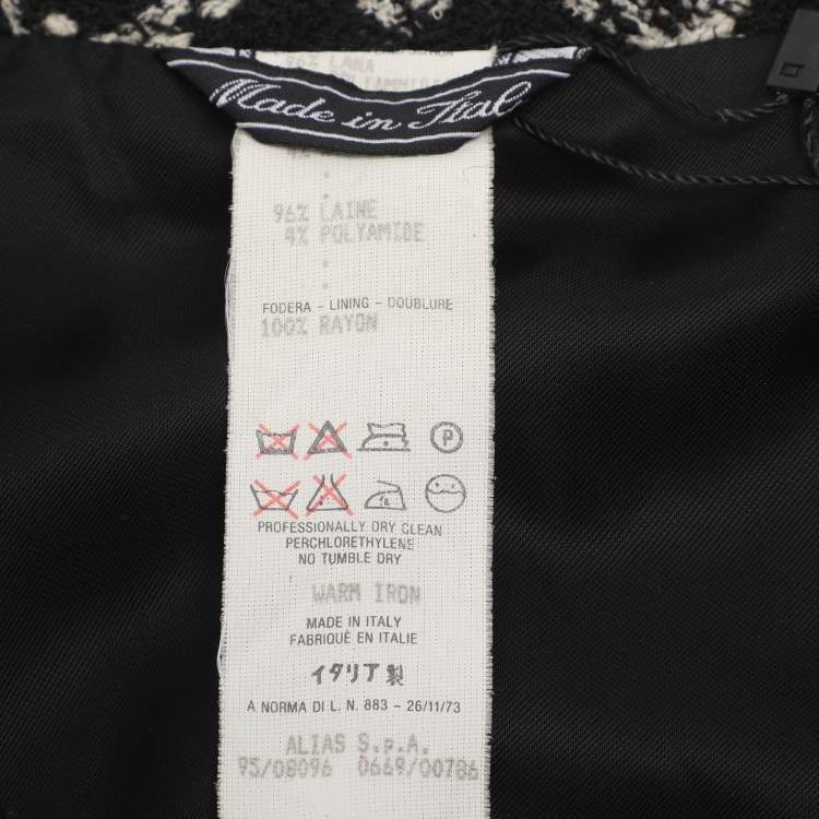 Pre Owned Gianni Versace Black/White Wool Tweed Button Front Jacket M