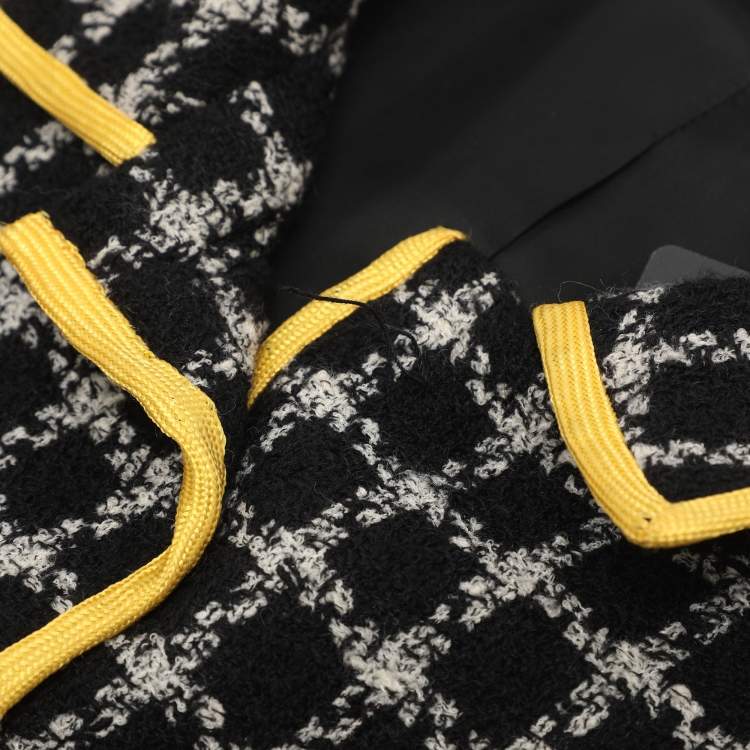 Pre Owned Gianni Versace Black/White Wool Tweed Button Front Jacket M