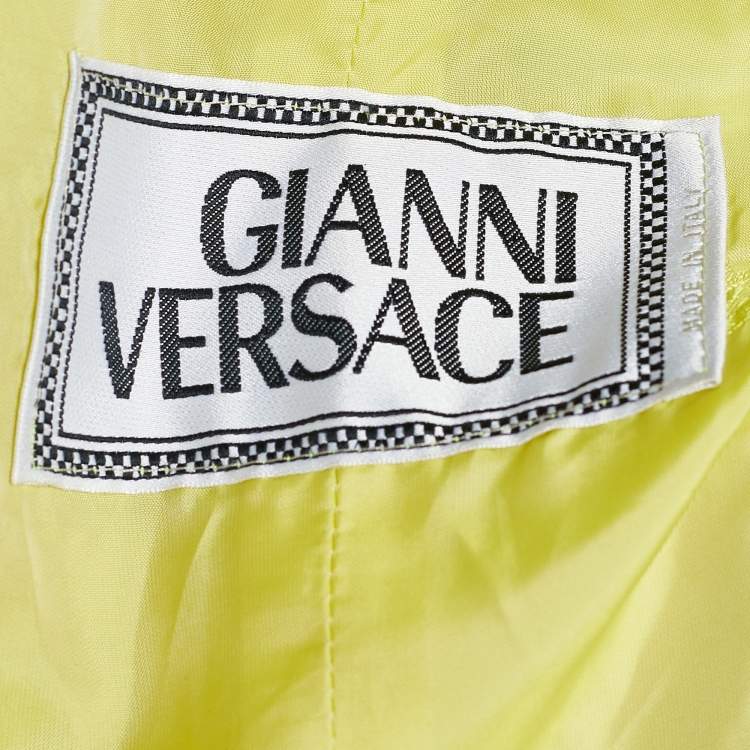 Pre Owned Gianni Versace Neon Green Leather Coat L