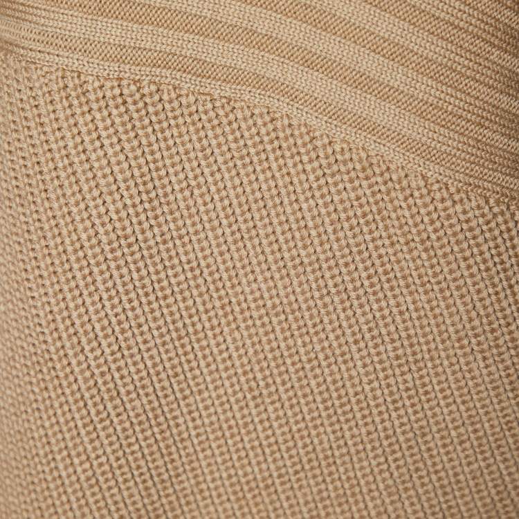 Pre Owned Versace Brown Wool Knit Turtleneck Asymmetric Sweater M