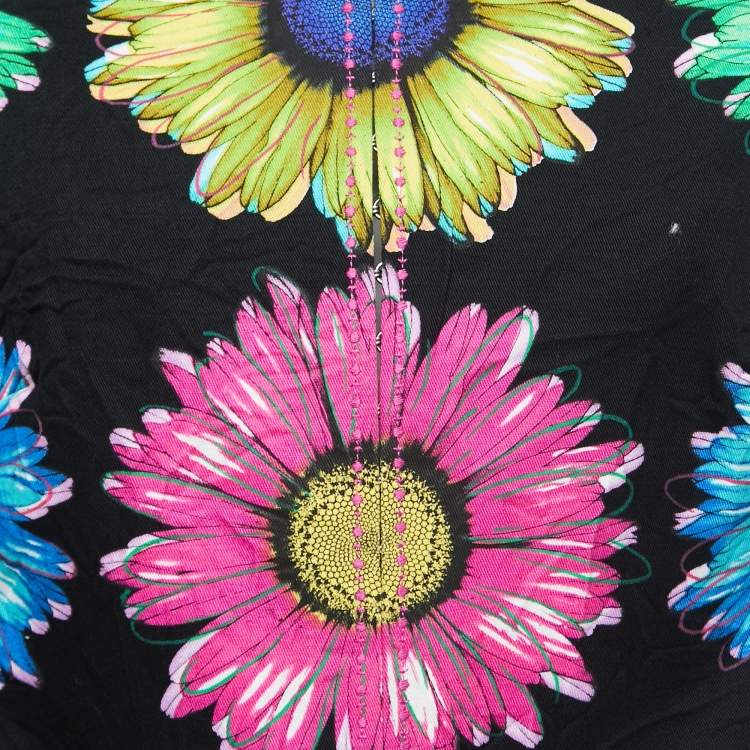 Pre Owned Gianni Versace Multicolor Floral Print Cotton Hook Front  Jacket L