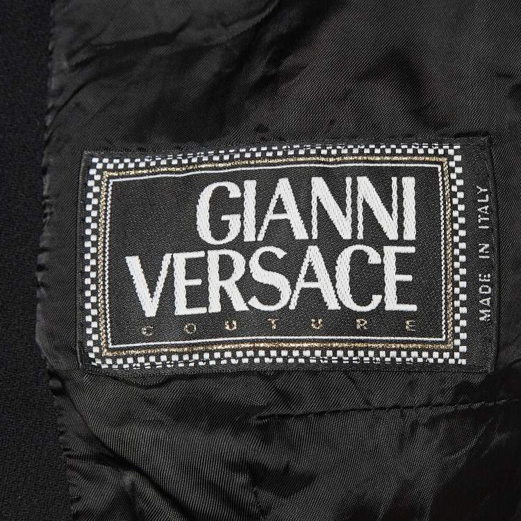 Pre Owned Gianni Versace Vintage Black Knit Zipper Blazer M 