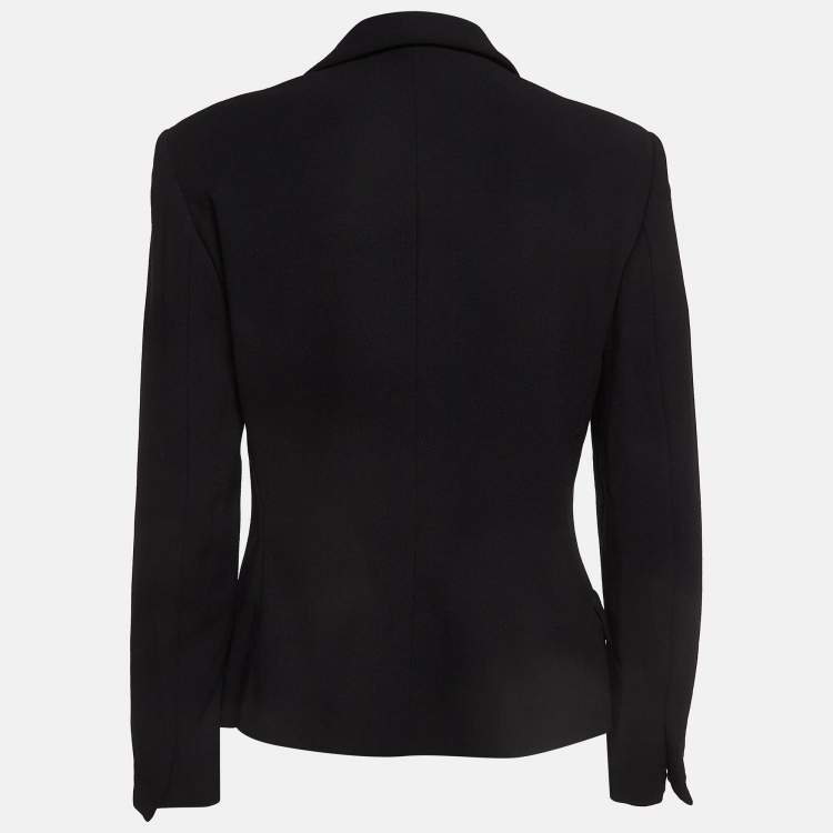Pre Owned Gianni Versace Vintage Black Knit Zipper Blazer M 
