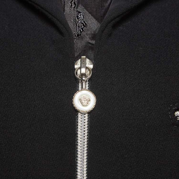 Pre Owned Gianni Versace Vintage Black Knit Zipper Blazer M 