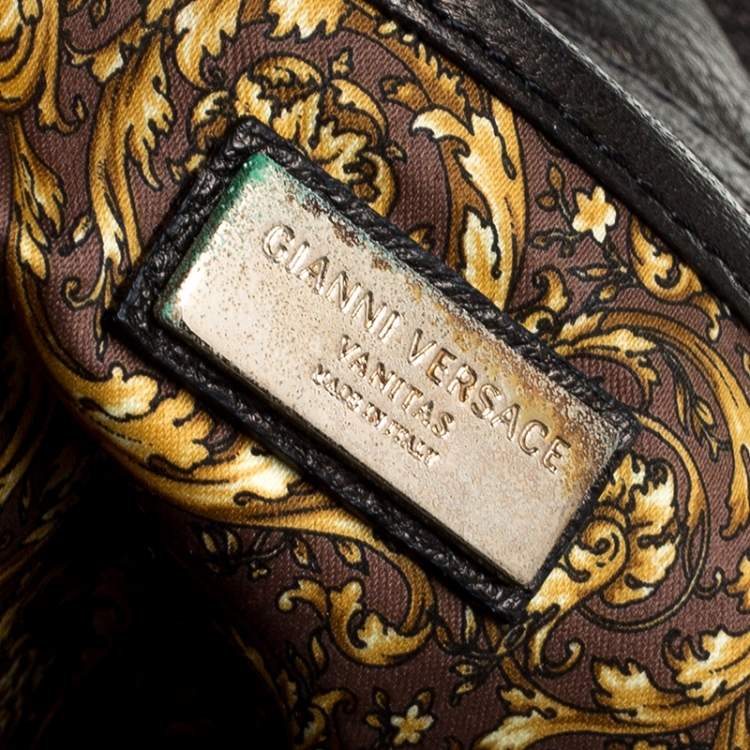 Pre Owned Versace Dark Bronze Leather Vanitas Satchel