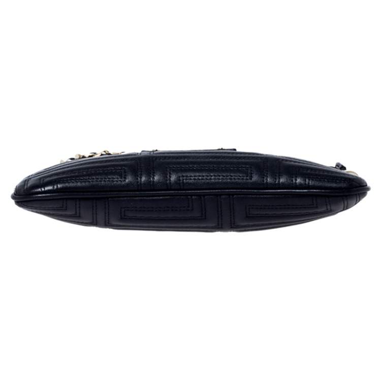 Pre Owned Versace Black Quilted Zip Clutch