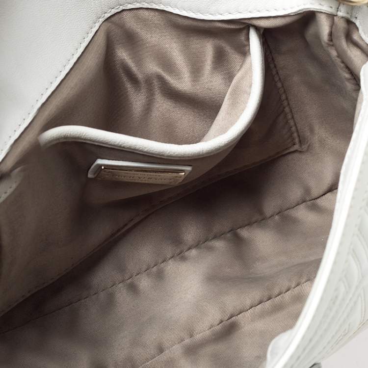 Pre Owned Versace White Patent Leather Flap Shoulder Bag