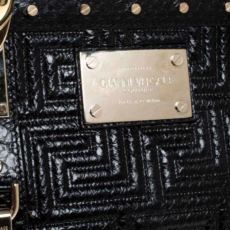 Pre Owned Gianni Versace Black Leather Snap Out Of It Satchel