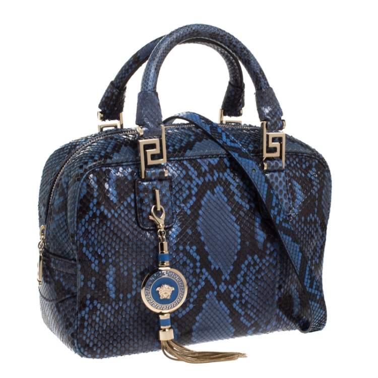 Pre Owned Versace Blue Python Satchel